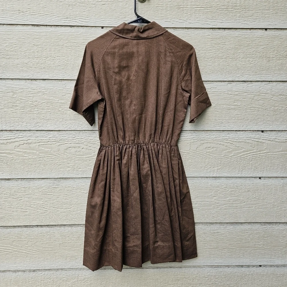 vtg Gay Gibson brown short sleeve day dress 1950s SEE MEASUREMENTS small flaws